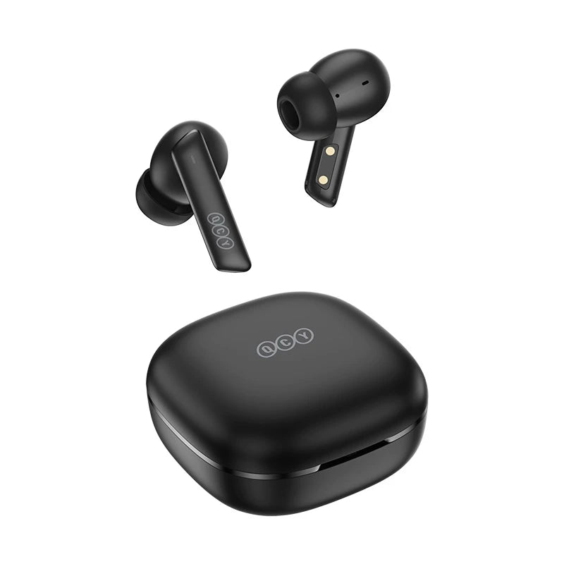 QCY HT05 MeloBuds Bluetooth 5.2 Headphones, ANC Active Noise Canceling - Black and White