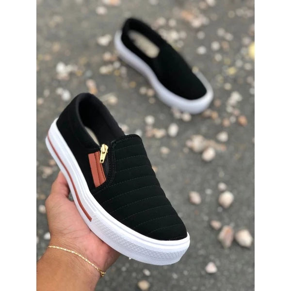 Tênis Sapatênis Sapatilha feminino Slip On Zíp casual Leve e confortável envio imediato