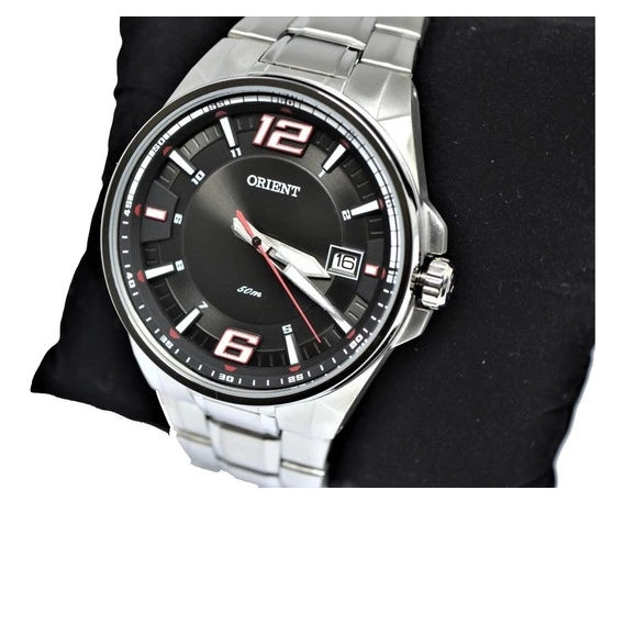 Orient Men's Watch Silver Steel Black Display Calendar MBSS1345 GVSX