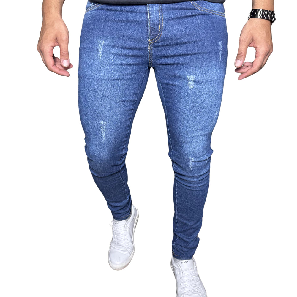 Calça Jeans Rasgada Destroyed Skinny Elastano  Masculina Premium