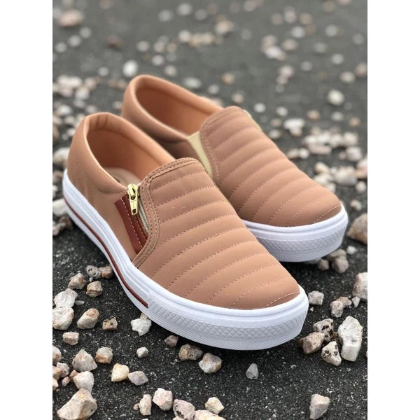 Tênis Sapatênis Sapatilha feminino Slip On Zíp casual Leve e confortável envio imediato