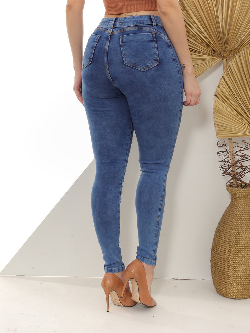 Bazzut Jeans CALÇA JEANS FEMININA Skinny Cós Alto Levanta Bumbum