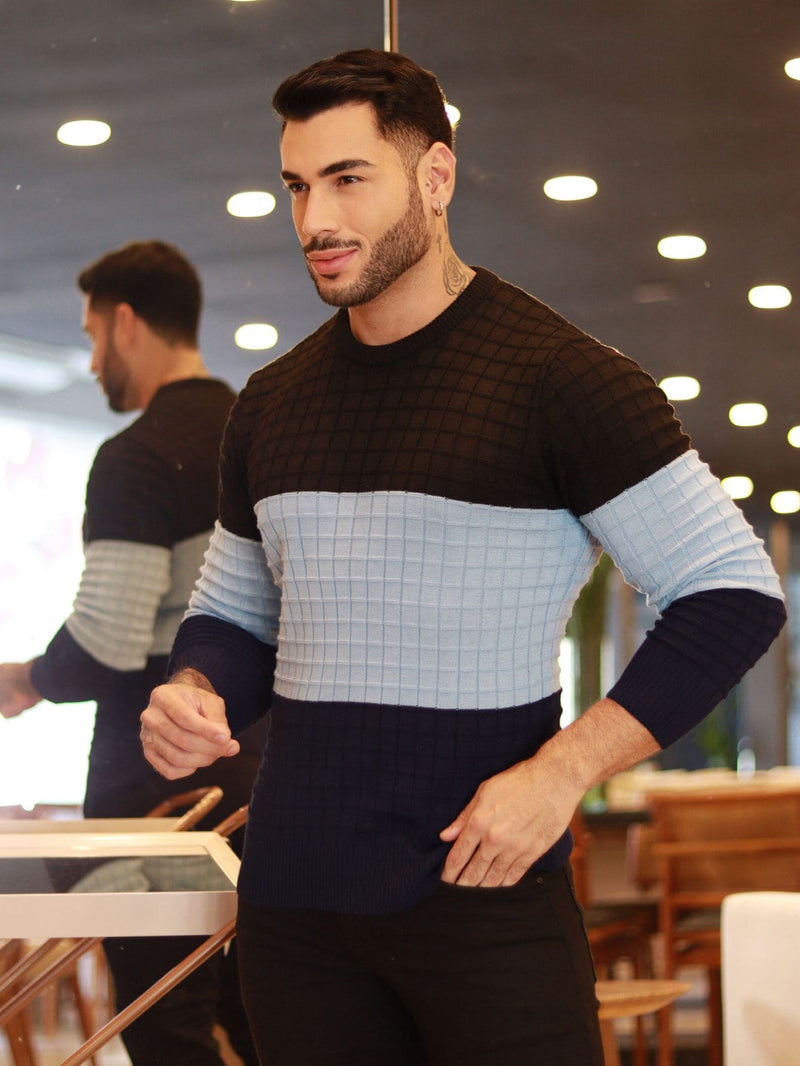 TRICOT DE LUXO Sueter tricot blusa masculino mais grosso links 3 cores