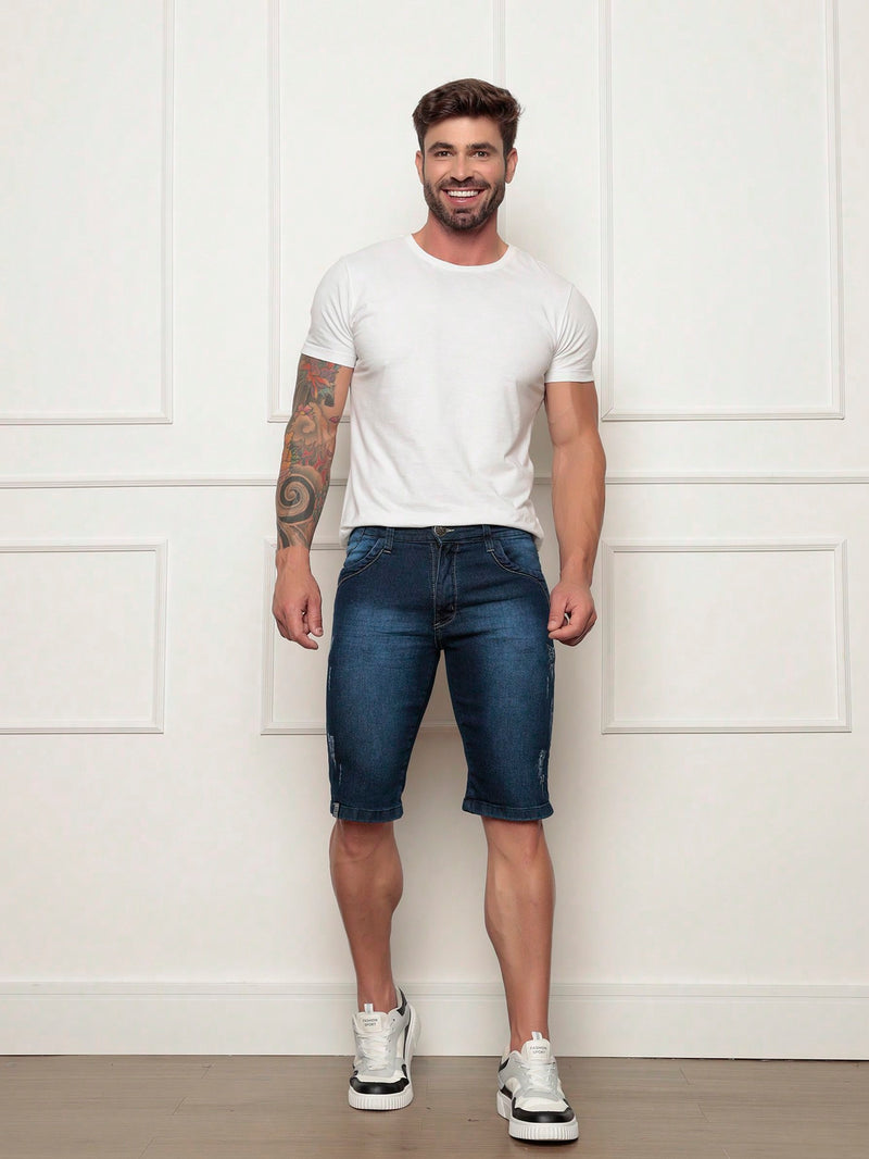 Bermuda Jeans Masculina Lisa Slim com Lycra Qualidade Premium Shorts Homem