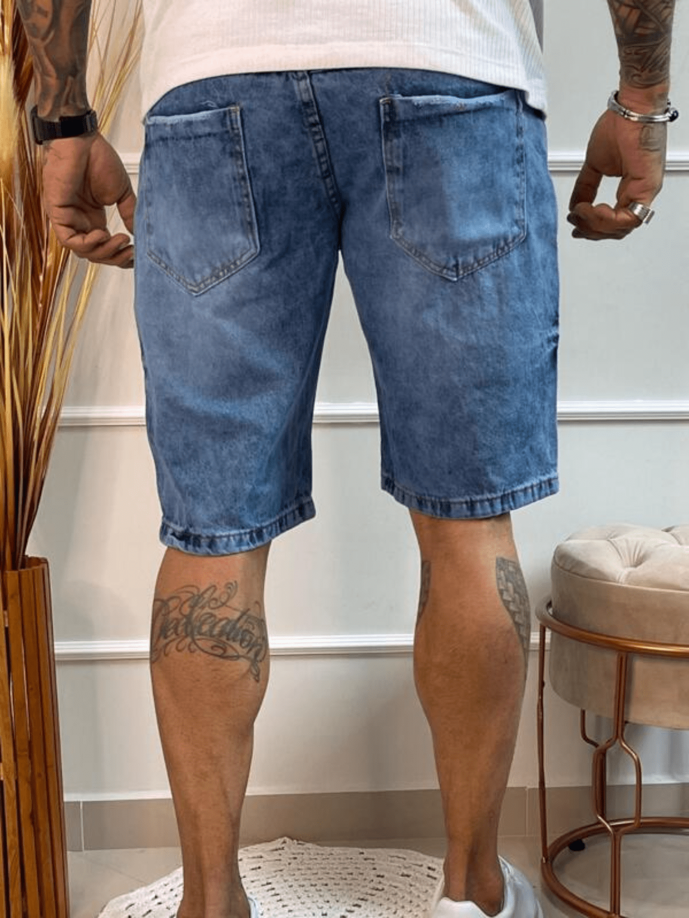 TOP Bermuda Jeans Masculina Rasgado 100% Algodão