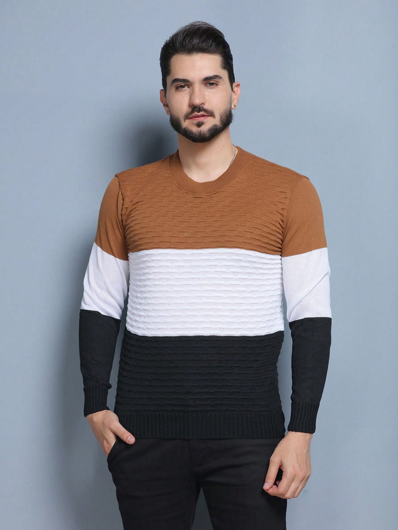 Oscar Fashion Modas Sueter tricot masculino  blusa de frio gola redonda manga longa blusa de Lã