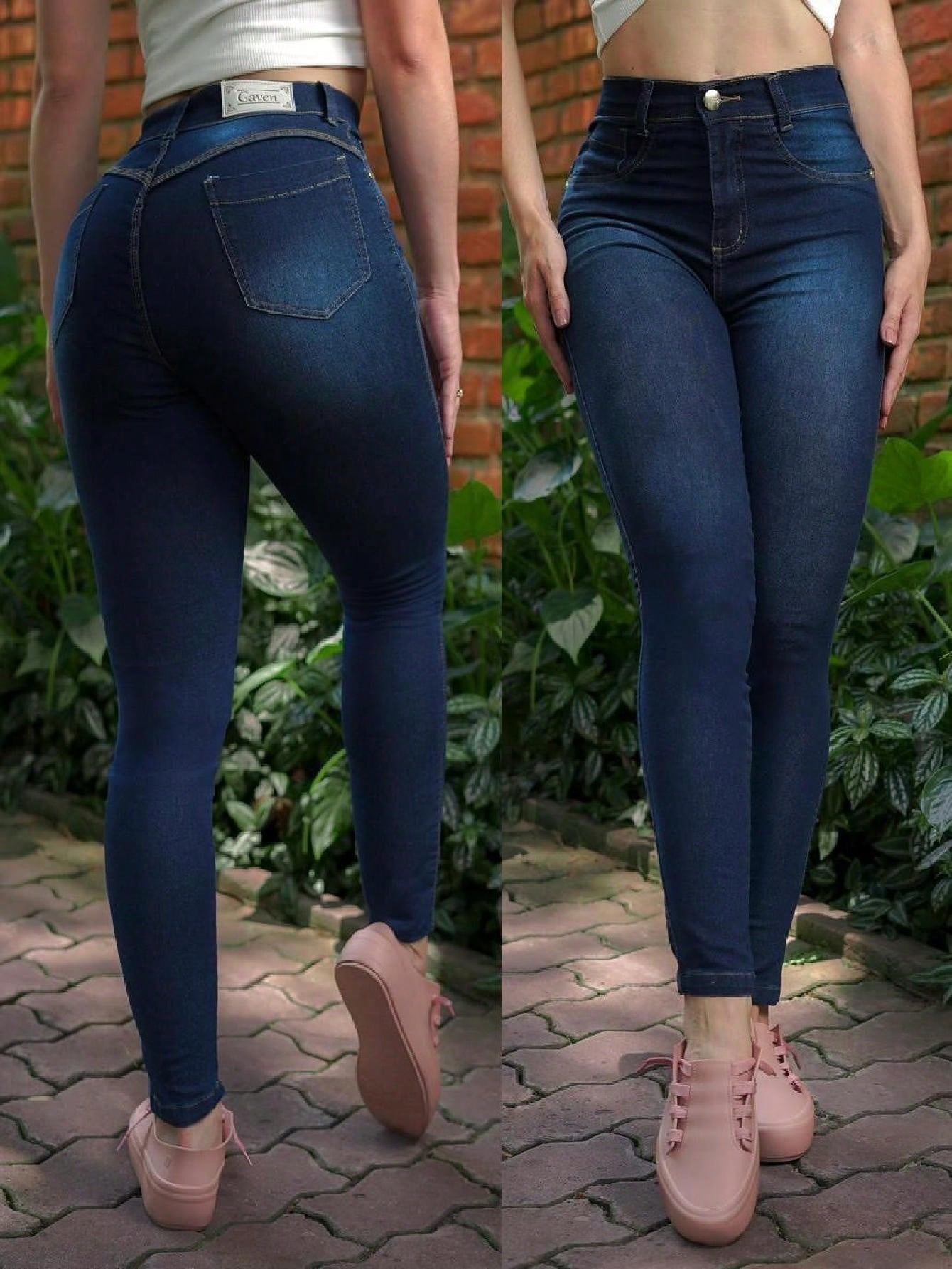 Calça Jeans Feminina  Premium Skinny Cintura Alta Levanta Bumbum com Lycra Elastano