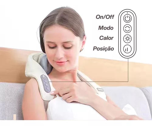 Aparelho Massagem Pescoço Ombros Terapêutica Portátil Recarr