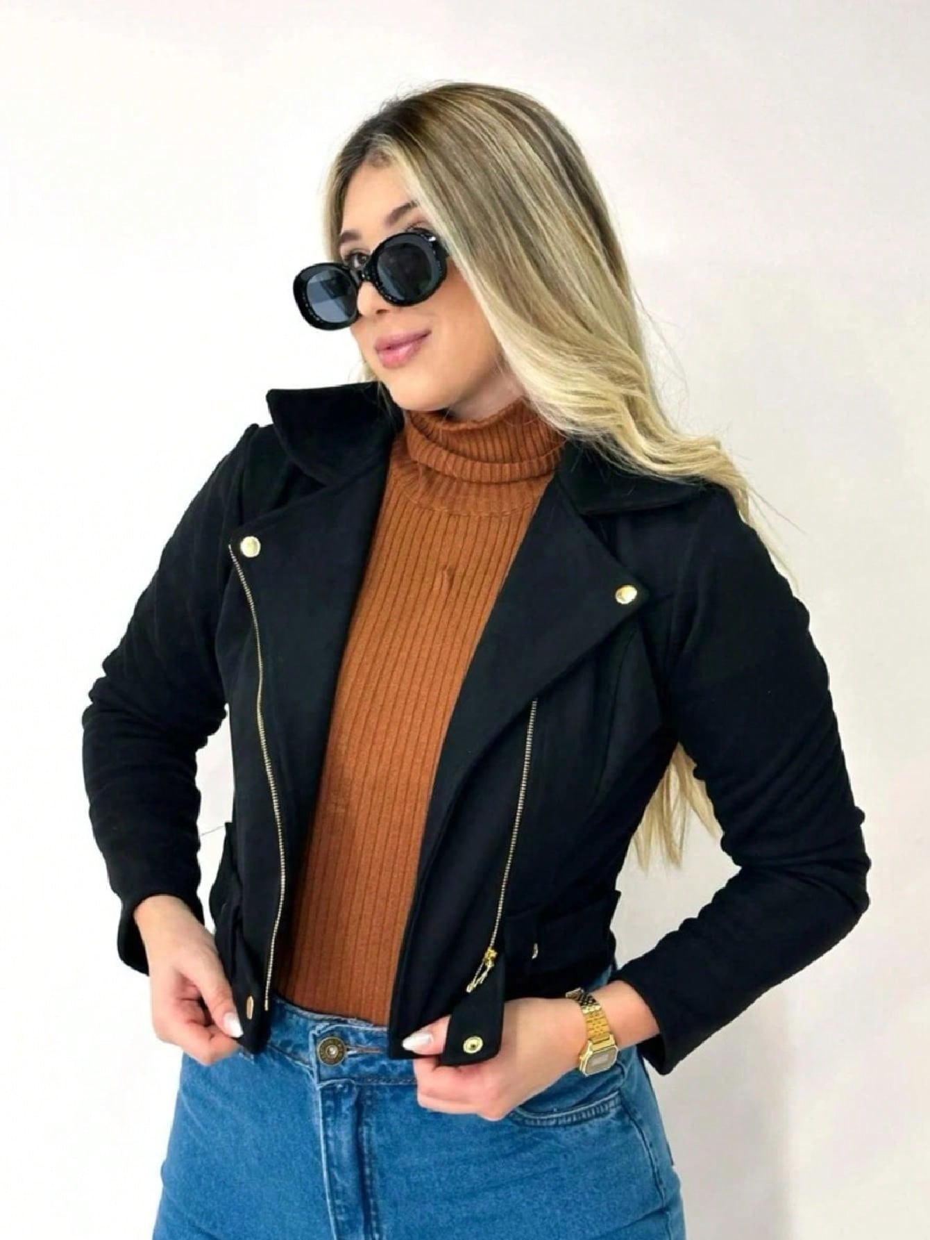 Jaqueta Feminina Suede moda inverno