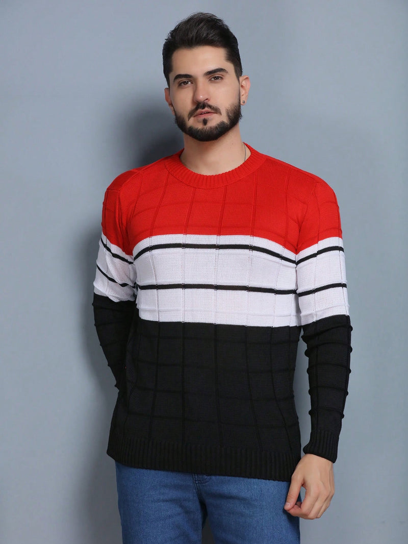 Sueter tricot masculino blusa de frio gola redonda manga longa blusa de Lã