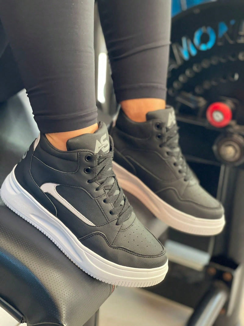 Tênis Feminino Sneaker Botinha Com Cadarço Academia Confortável Casual Blogueira Cano Médio