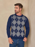 TRICOT DE LUXO Sueter tricot malha xadrez blusa masculina inverno