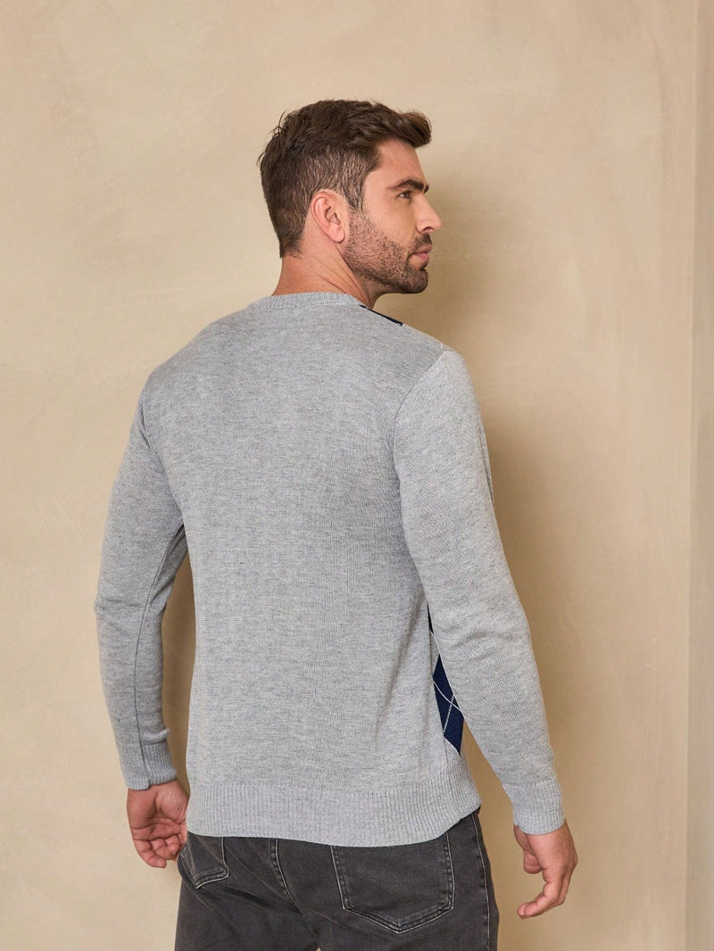 TRICOT DE LUXO Sueter tricot malha xadrez blusa masculina inverno