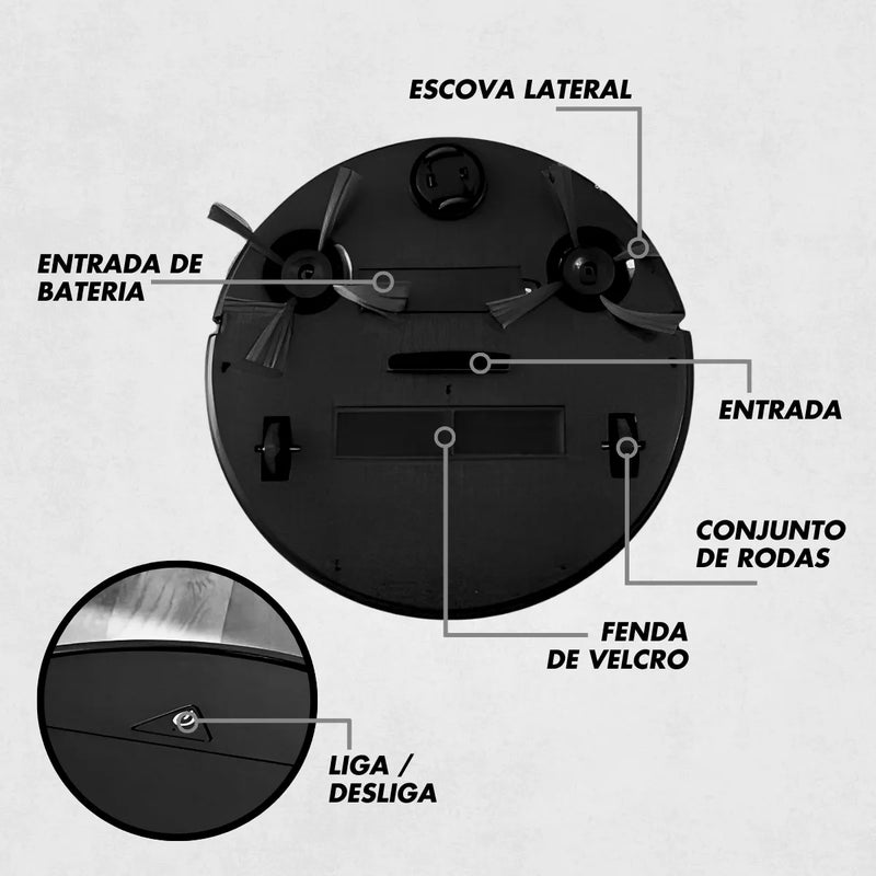 Aspirador De Pó Robô Redondo Inteligente