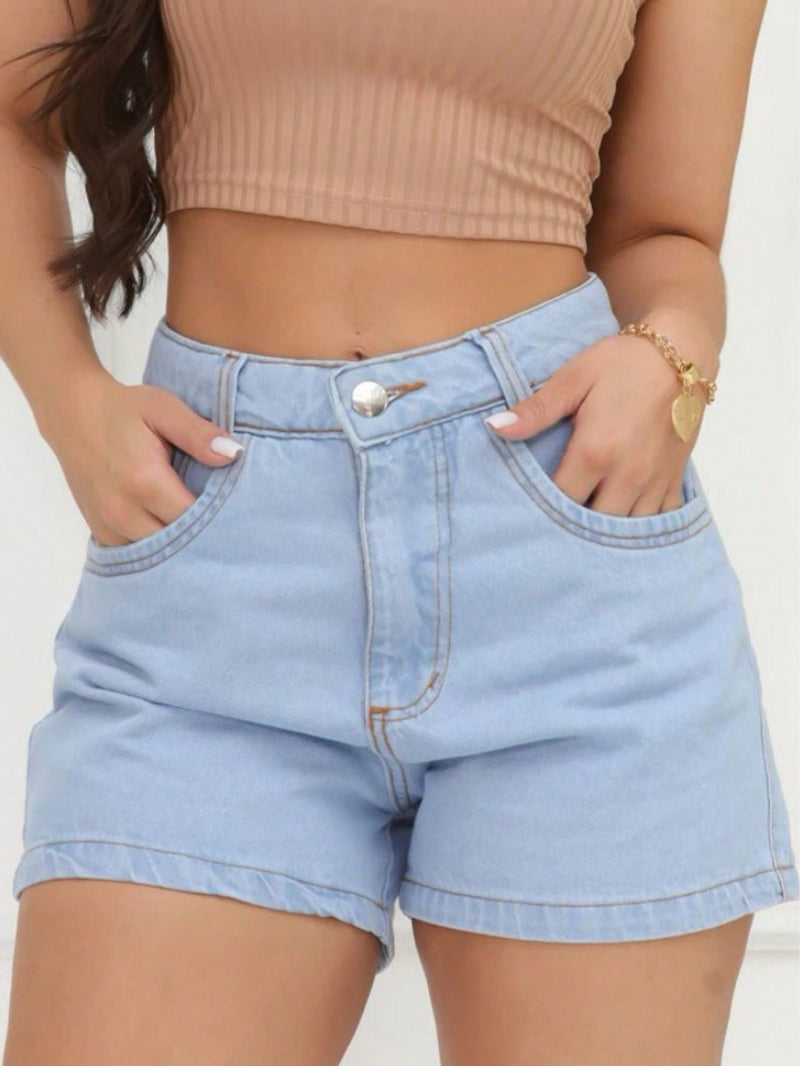 Short Jeans Feminino Cintura Alta