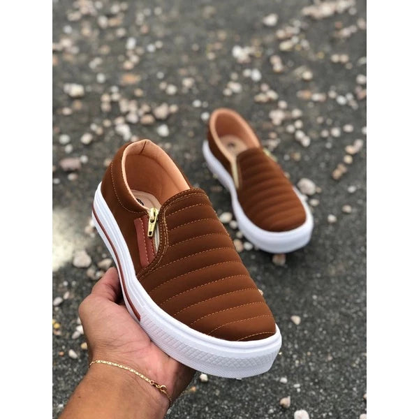 Tênis Sapatênis Sapatilha feminino Slip On Zíp casual Leve e confortável envio imediato