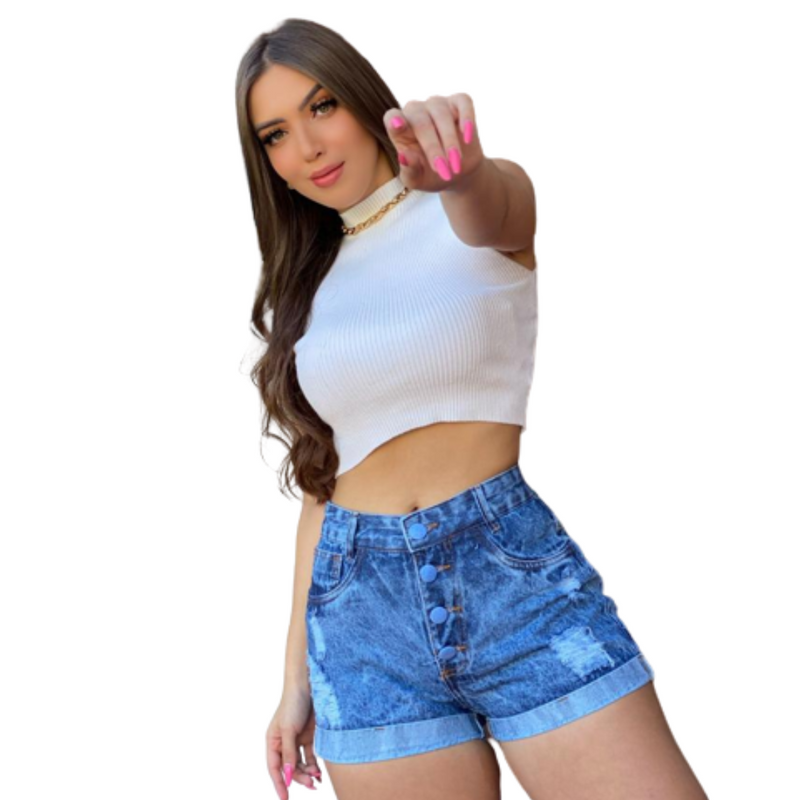 Women's High Waist Jeans Shorts Detonated Model