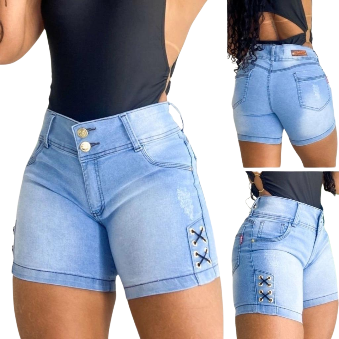 Short Jeans Feminino Cintura Alta Modelo