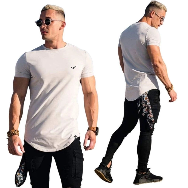 Men's Longline Swag Shirt Oversized Casul Blouse Training Gym Sport Leisure Fit Summer Fashion