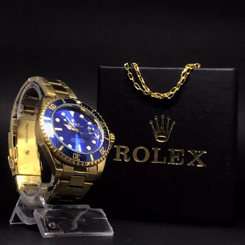 Rolex Submariner Gold Watch + Chain