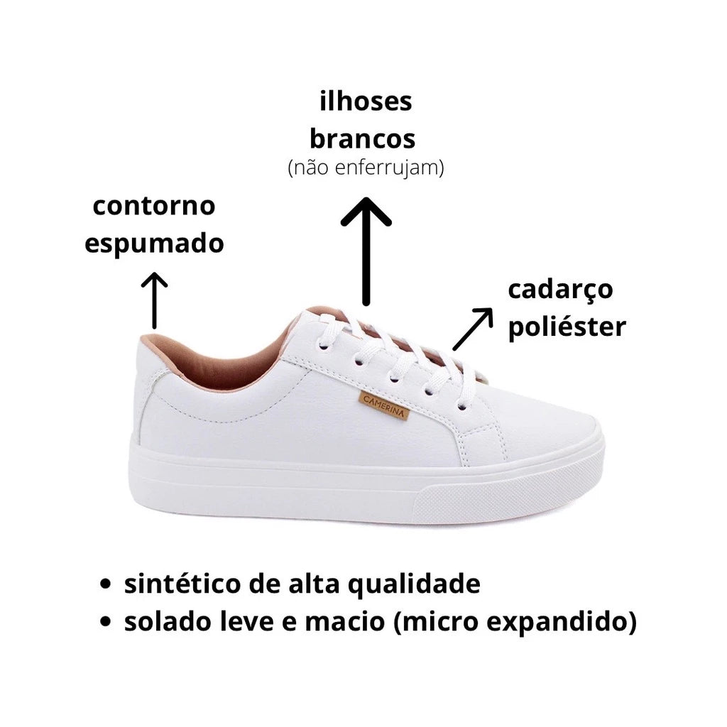 Tênis Branco Feminino Sola Alta Sapatênis Casual Original