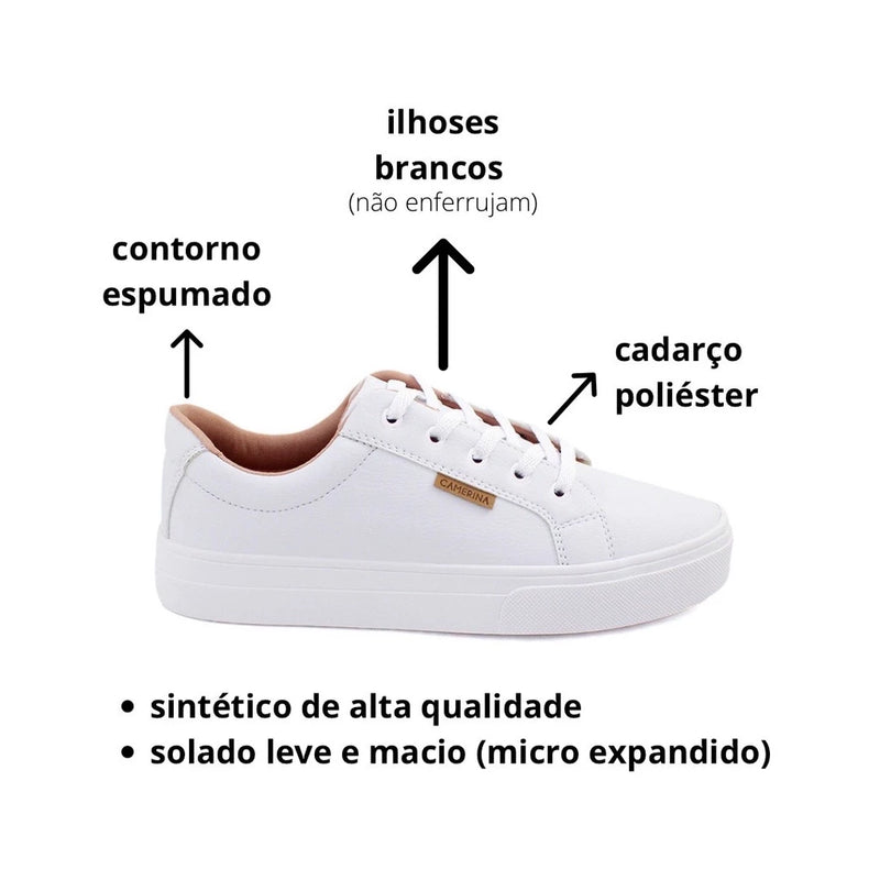 Tênis Branco Feminino Sola Alta Sapatênis Casual Original