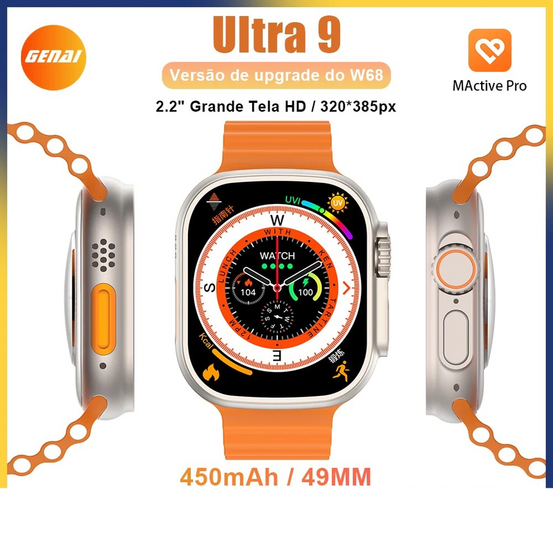 Relógio Smartwatch 49MM Ultra 9 450mAh NOVO relógio inteligente Chamada Bluetooth Microwear Series 9 NFC GPS