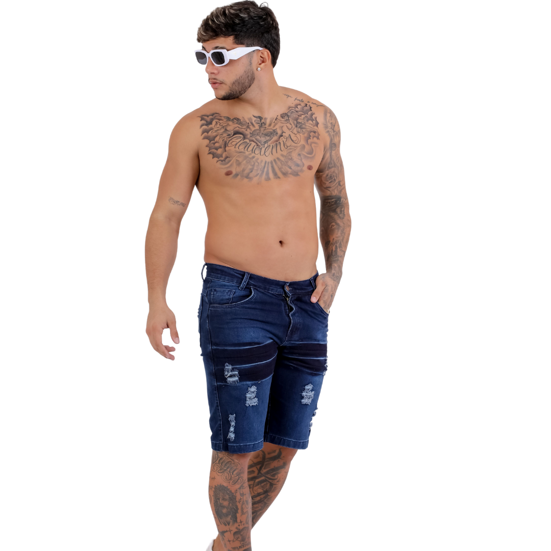 Men's Blue Ripped Jeans Shorts