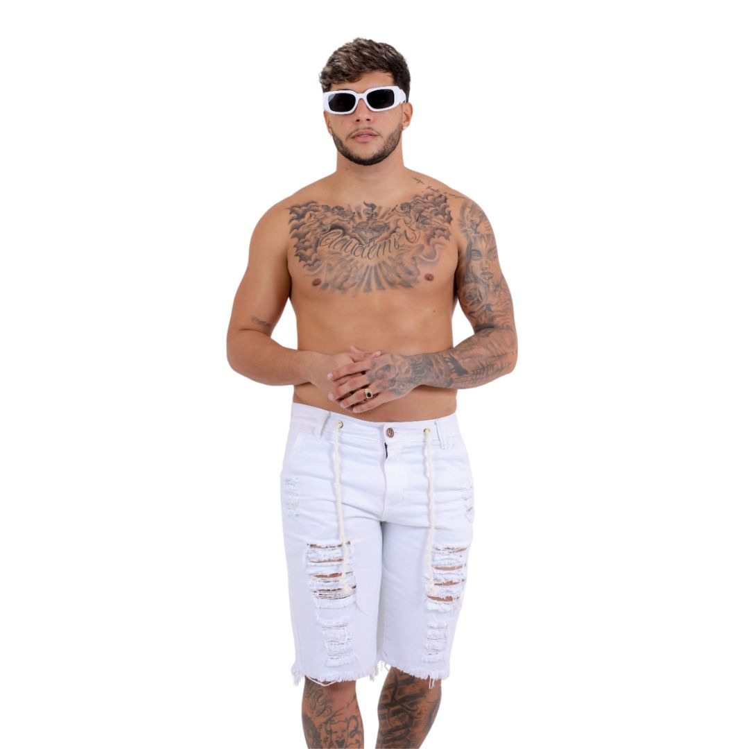 White Ripped Men's Jeans Shorts