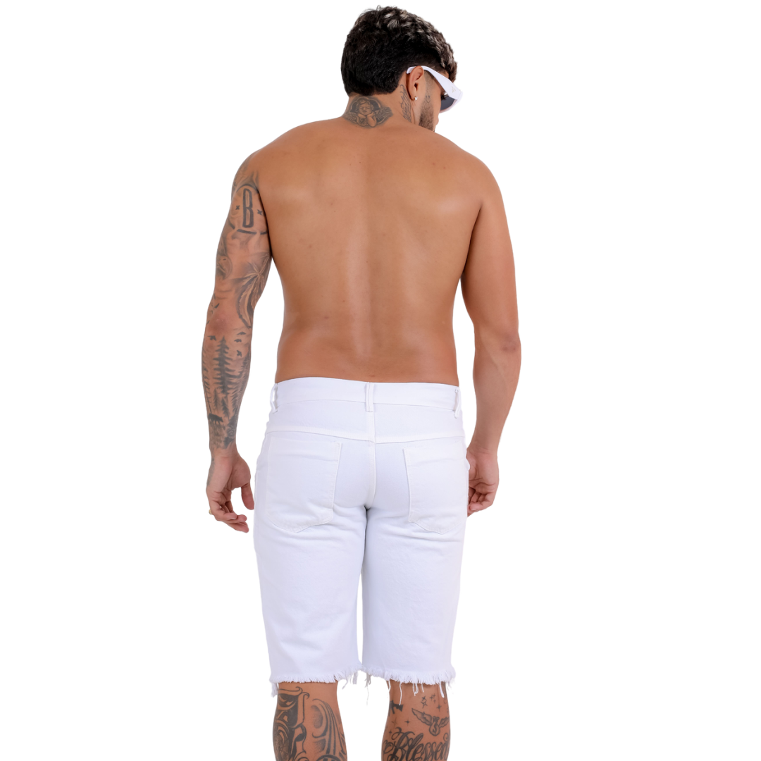 White Ripped Men's Jeans Shorts