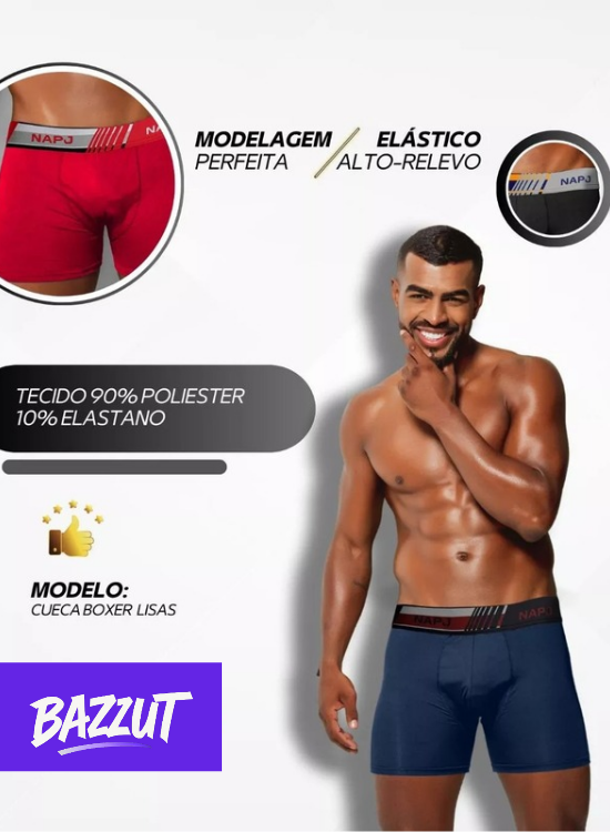 Kit 10 ou de 5 Cuecas Boxer Masculinas NAPJ Confortável