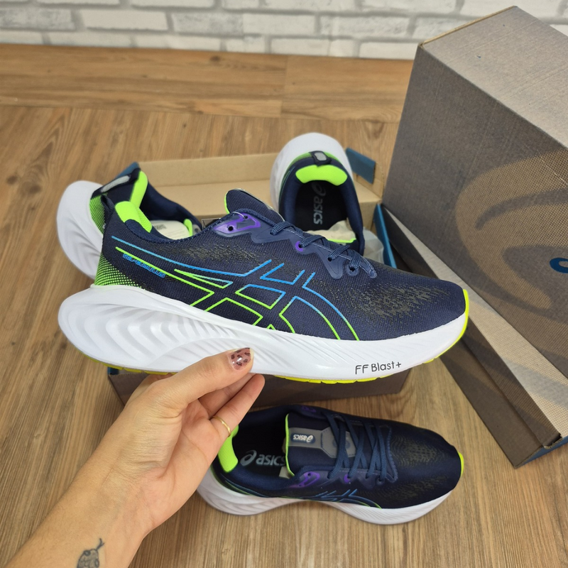 Tênis ASICS GEL-Cumulus 25 – Amortecimento Supremo e Conforto Marinho Verde