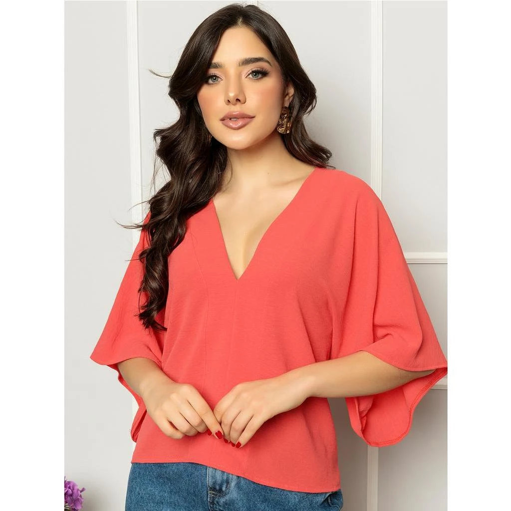 blusa feminina manga morcego liso tecido duna qualidade boa. (Cod 11)