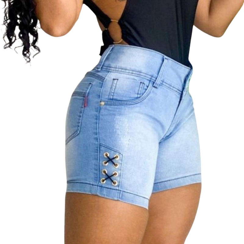 Short Jeans Feminino Cintura Alta Modelo