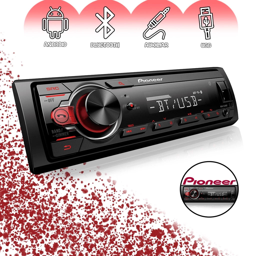 Rádio Som Automotivo Pioneer Bluetooth Android USB MVH-S218BT