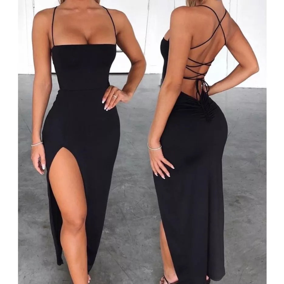 NEW LONG SUPLEX bodycon dress with slit backless braided elegant lifts butt