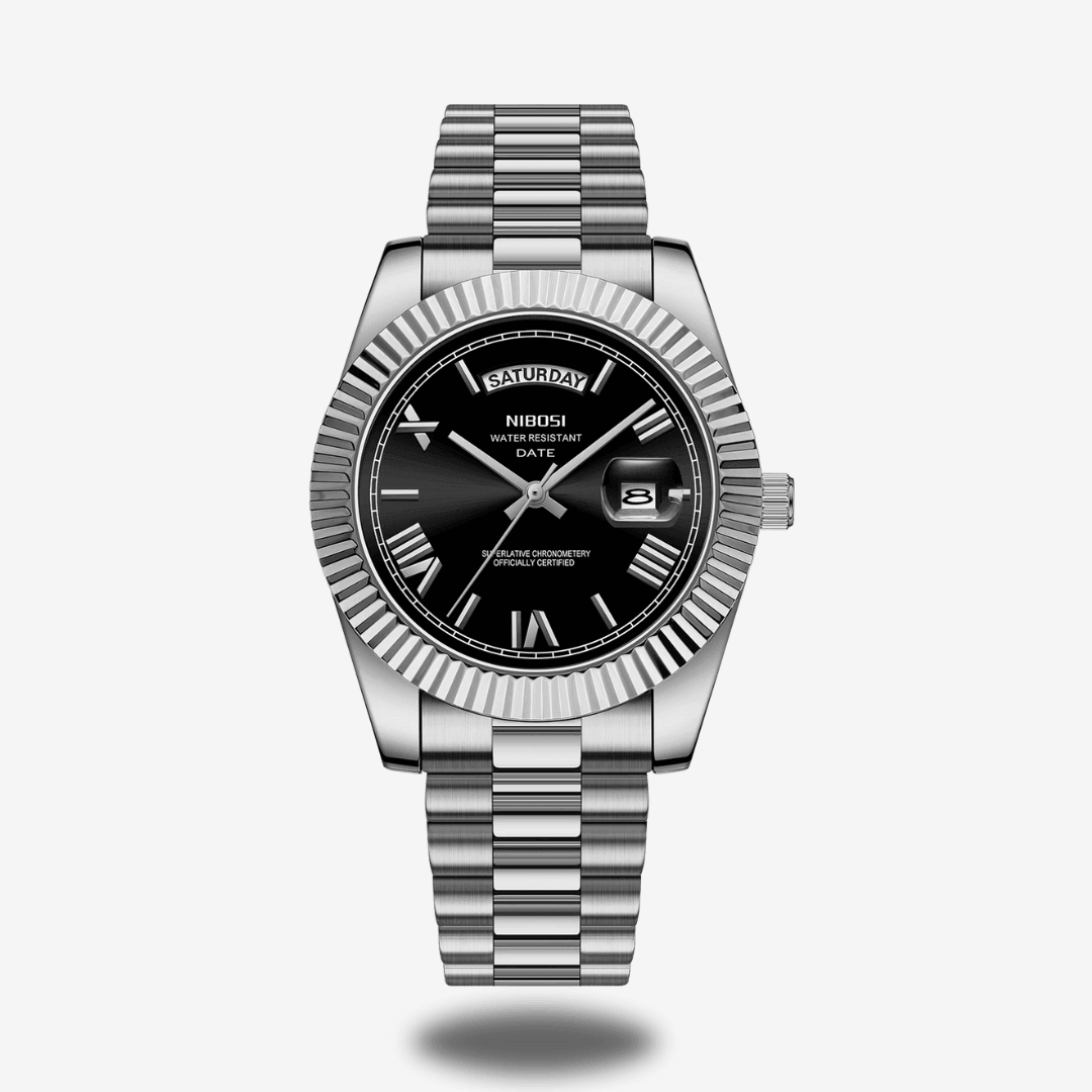 Relógio Masculino em aço Nibosi Date 40mm  - Preto