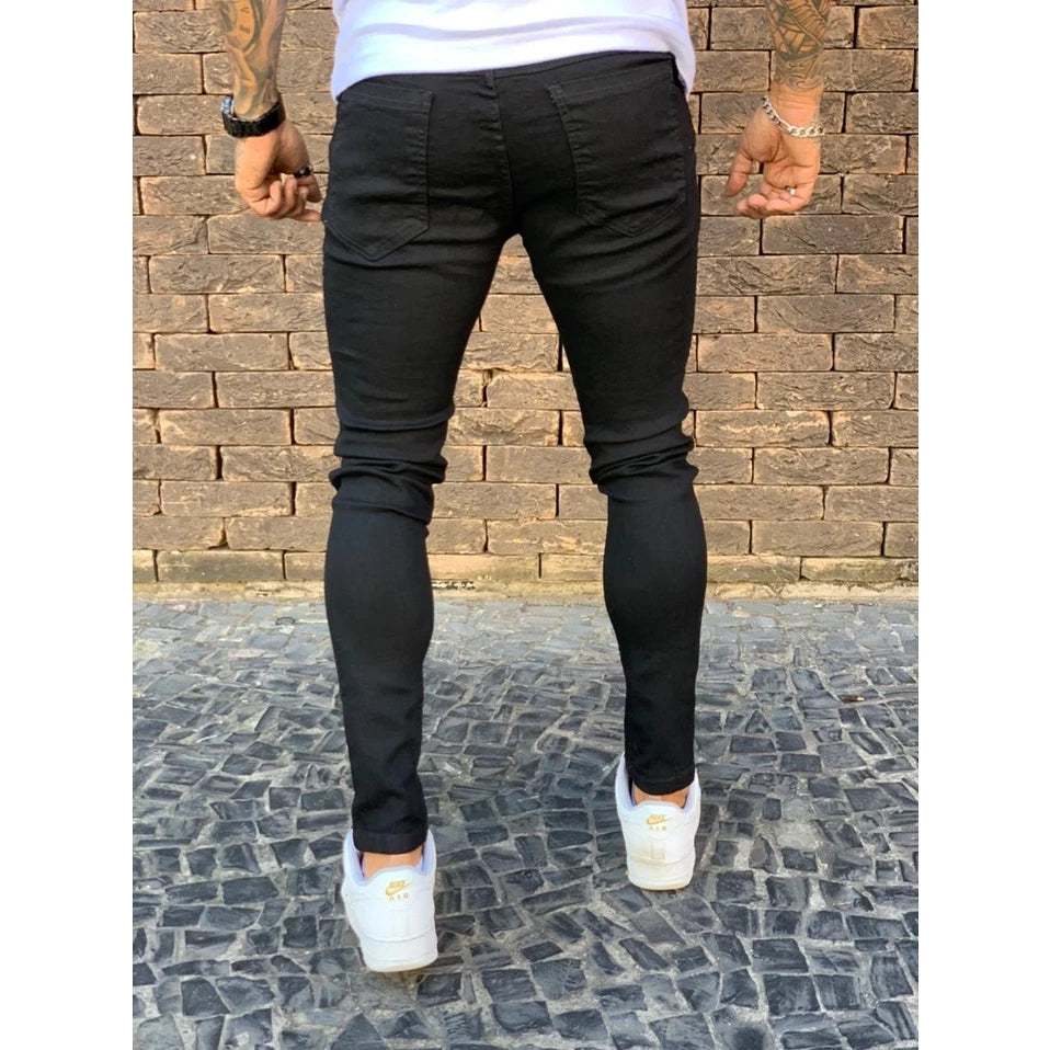 Calça Jeans Skinny Elastano Colada Preta Masculina Casual