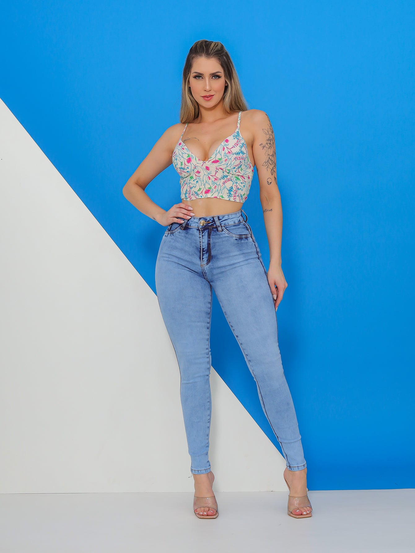 Bazzut Jeans CALÇA JEANS FEMININA Skinny Cós Alto Levanta Bumbum