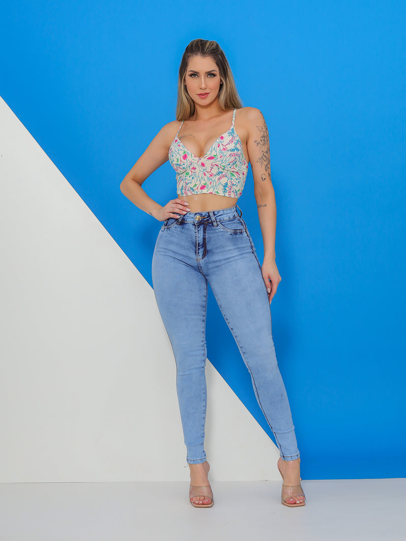 Bazzut Jeans CALÇA JEANS FEMININA Skinny Cós Alto Levanta Bumbum