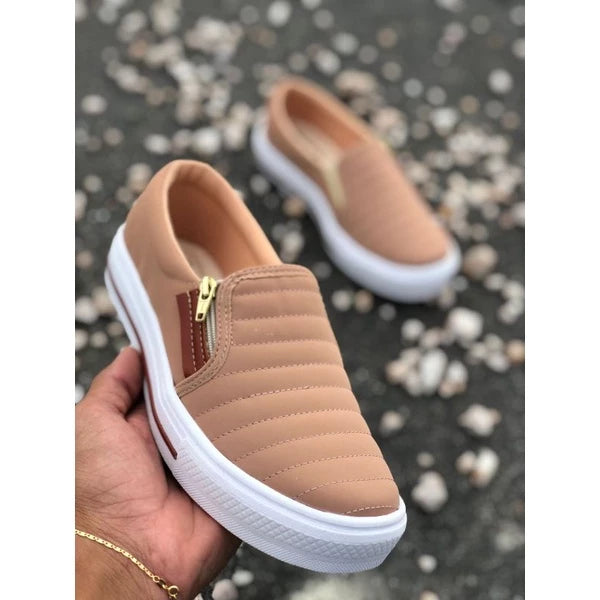 Tênis Sapatênis Sapatilha feminino Slip On Zíp casual Leve e confortável envio imediato