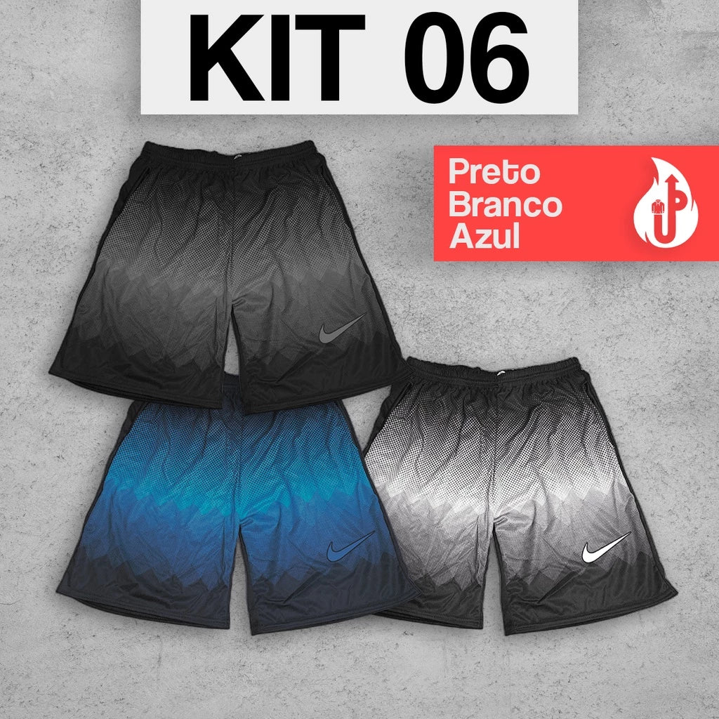 Kit com 3 Bermudas Shorts Colorido Dry Fit Futebol