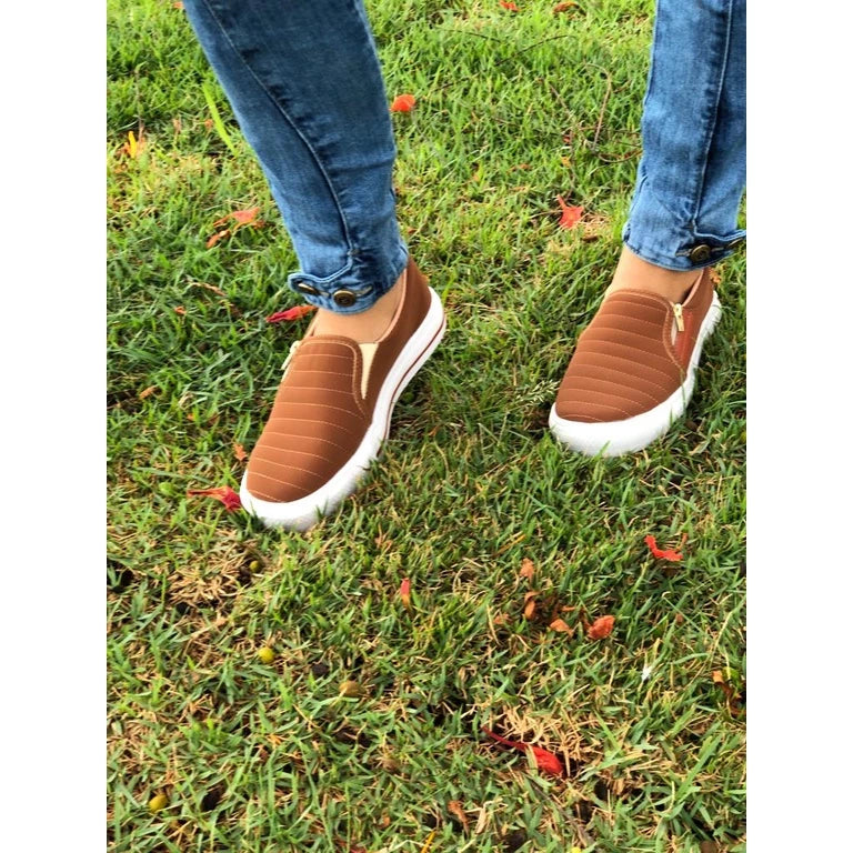 Tênis Sapatênis Sapatilha feminino Slip On Zíp casual Leve e confortável envio imediato