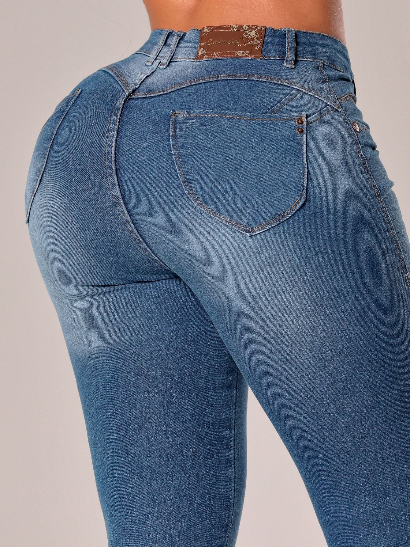 Calça Jeans Skinny Feminina Básica Cintura Alta Com Lycra