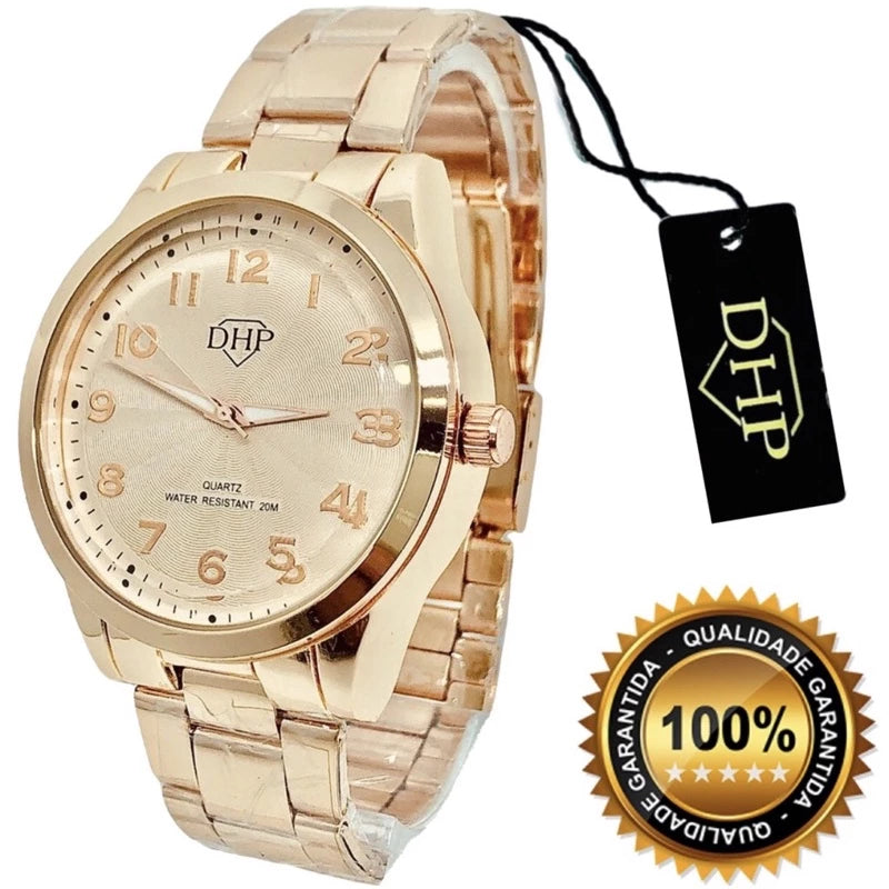 Relógio Feminino a prova d’água rose dourado original DHP