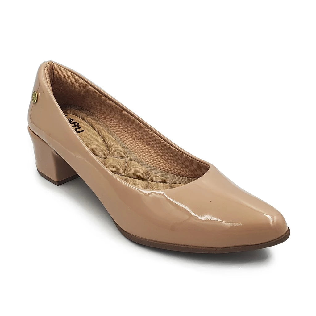 Sapato Scarpin Feminino, Macio,  Confort, Salto Baixo, Verniz - Lofty