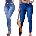 Kit 2 Women's High Waist Jeans Pants With Spandex Up To The Navel Skinny Fits well Modeling Lifts Butt