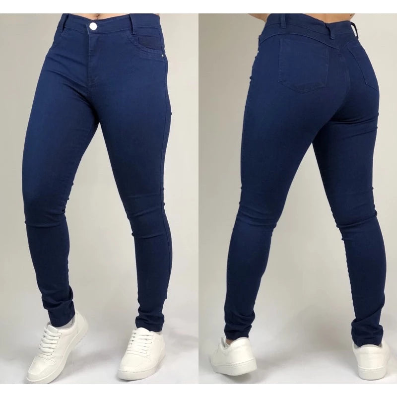 Women's Skinny Jeans With Lycra High Waist Lifts Butt Moda Gringa Blogger Premium Line With Spandex 36 38 40 42 44 46