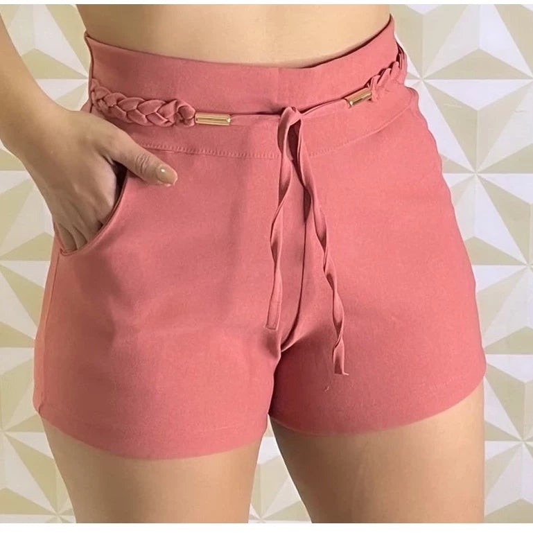 Short Bengaline Laço Feminino Tendência Verão