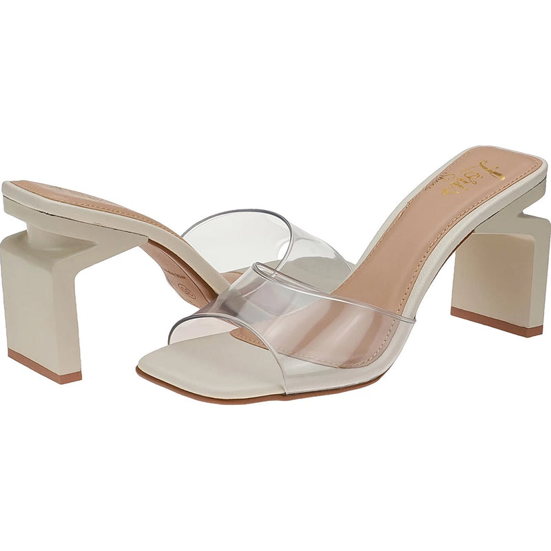 Mule Clog Sandal Pala Transparent Vinyl Lóris Shoes High Heel Tendencia Blogueira 222.001